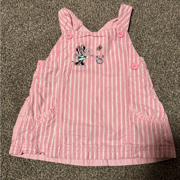 Disney Other - Disney Minnie Mouse Pink Striped Jumper Dress 3-6M Baby Girl Spring Summer
